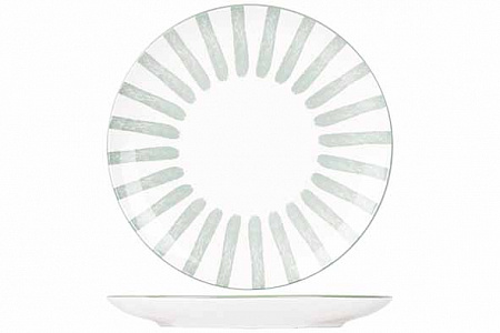 Тарелка мелкая d 26,7 см, цвет белый / зеленый в Твери