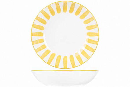 Тарелка суповая d 20 см, цвет белый / желтый в Твери