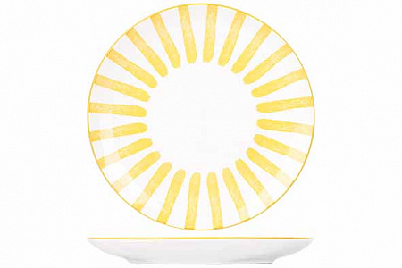 Тарелка мелкая d 26,7 см, цвет белый / желтый в Твери