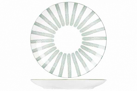 Тарелка мелкая d 20,5 см, цвет белый / зеленый в Твери