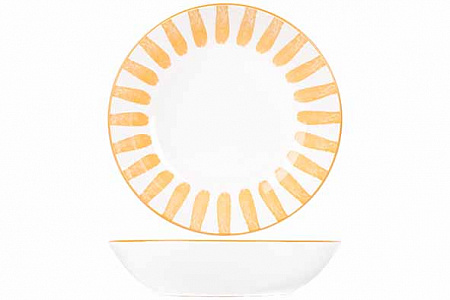 Тарелка суповая d 20 см, цвет белый / оранжевый в Твери